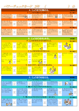 A．じょうほうを集める。 B．じょうほうをまとめる。 C．じょうほうを伝える。