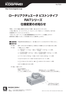 ロータリアクチュエータ ピストンタイプ RATシリーズ 仕様変更の
