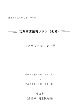 次期商業振興プラン（素案） パブリックコメント用