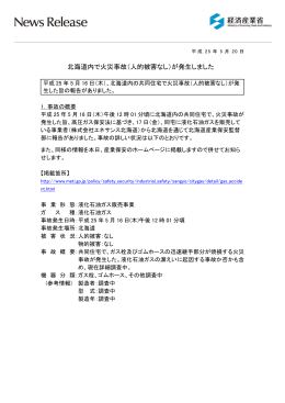 北海道内で火災事故（人的被害なし）が発生しました