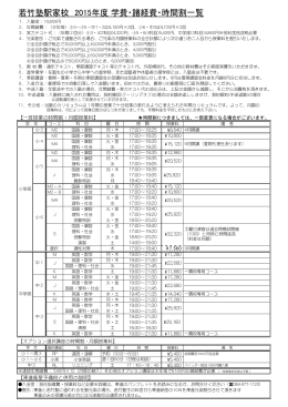 【PDF】2015年度 若竹塾駅家校 授業の時間割・学費と諸経費