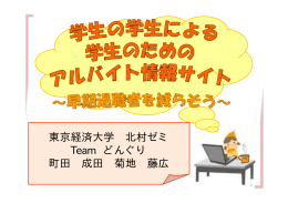東京経済大学 北村ゼミ Team どんぐり 町田 成田 菊地 藤広