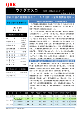 「アナリストレポート（アップデートレポート）」を掲載いたしました。