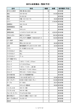 金沢公会堂備品一覧表(予定）