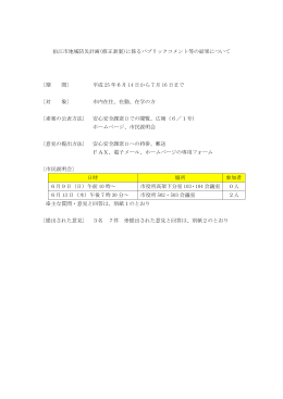 狛江市地域防災計画(修正素案)に係るパブリックコメント等の結果