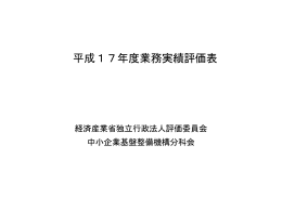 平成17年度業務実績評価表