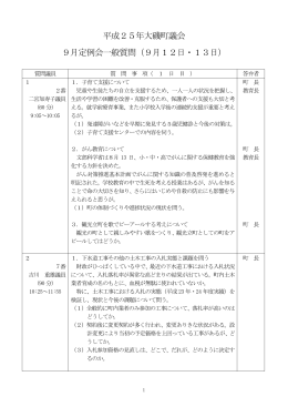 平成25年9月定例会一般質問通告書（PDF：303.5KB）