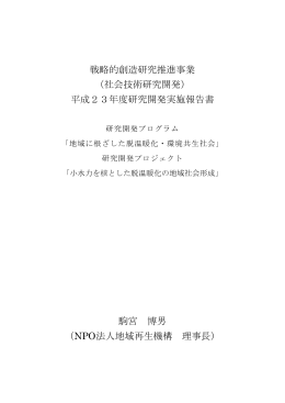 平成23年度研究開発実施報告書（PDF：856KB）