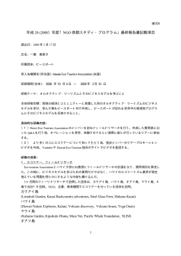 平成 20 (2008）年度「NGO 長期スタディ・プログラム」最終報告書記載項目