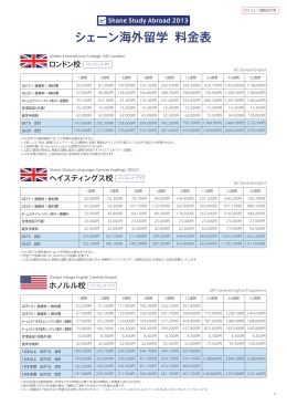 シェーン海外留学 料金表