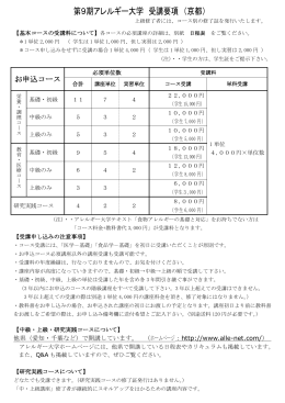 お申込コース - 特定非営利活動法人アレルギーネットワーク京都