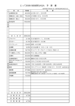 とっておきの音楽祭SAGA 予 算 書