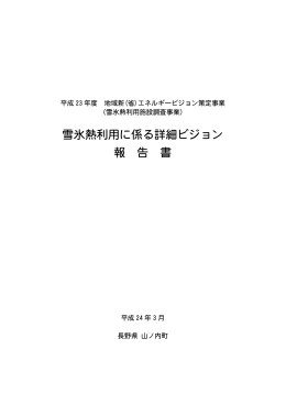 雪氷熱利用に係る詳細ビジョン 報 告 書