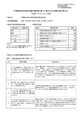 中野区次世代育成支援行動計画の策定について