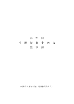 第 23 回 沖 縄 振 興 審 議 会 議 事 録