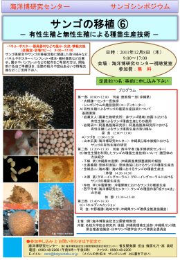 海洋博研究センター サンゴシンポジウム サンゴの移植⑥ ―有性生殖と無