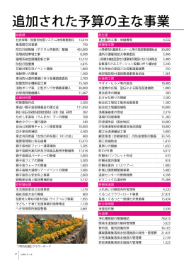 追加された予算の主な事業