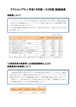 アクションプラン（平成19年度&sim;23年度）取組結果