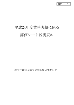 平成24年度 業務実績評価シート説明資料（PDF：6977KB）