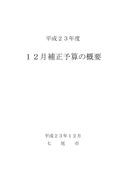 12月補正予算の概要