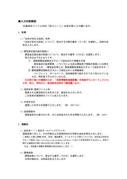 入力内容解説（必ずお読み下さい。）