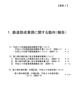 1．鉄道助成業務に関する動向（報告）