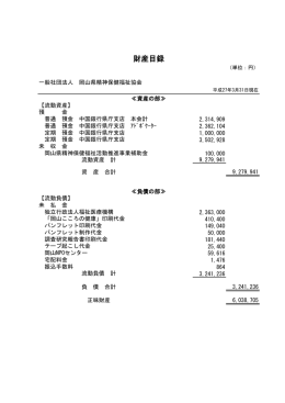 財産目録、貸借対照表
