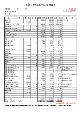 月日亭「彩」プラン見積書