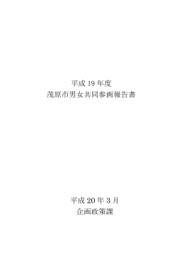 平成 19 年度 茂原市男女共同参画報告書 平成 20 年 3 月 企画政策課