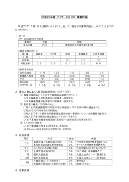 平成25年度 デイサービス TRY 事業内容 平成25年11月1日より開所