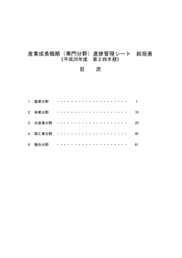 産業成長戦略（専門分野）進捗管理シート 総括表 目 次