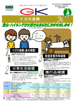 GKケガの保険チラシ（ハイキング愛好者向け）