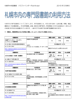 札幌市中央図書館 パスファインダー(Pathfinder) 2015 年 5 月発行