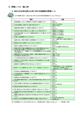 評価シートA （個人用） A．あなたのお宅の放火火災に対する危険度の
