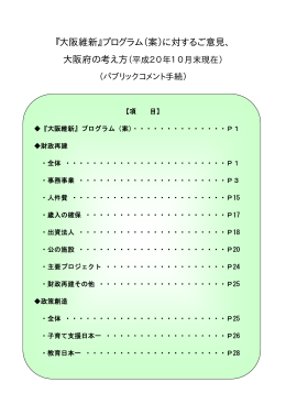 『大阪維新』プログラム（案）に対するご意見、