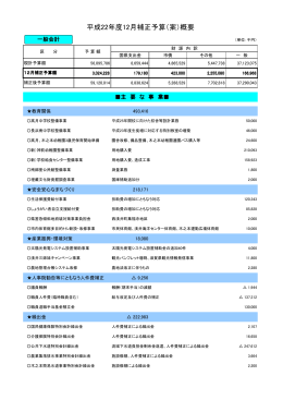 平成22年度12月補正予算（案）概要