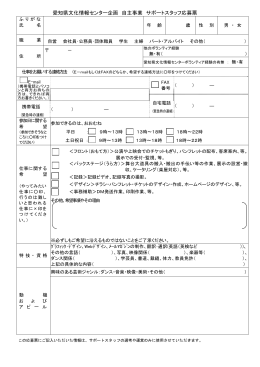 愛知県文化情報センター企画 自主事業 サポートスタッフ応募票
