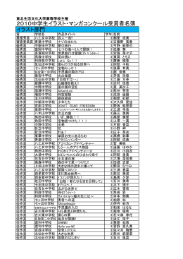 イラスト部門 2010中学生イラスト・マンガコンクール受賞者名簿