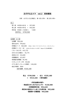 カクテルエイド vol.2 収支報告