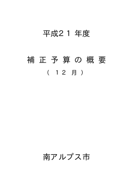 平成21年度12月補正予算