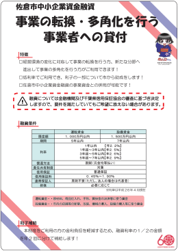 事業の転換・多角化を行う 事業者への貸付