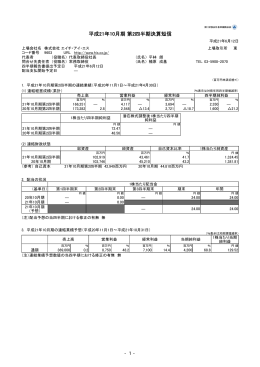 平成21年10月期 第2四半期決算短信