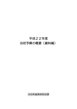 平成22年度 当初予算の概要（資料編）