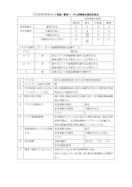 ＜リスクアセスメント実施一覧表＞ がん診療総合検討委員会 有害事象の