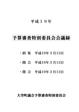 平成19年予算審査特別委員会