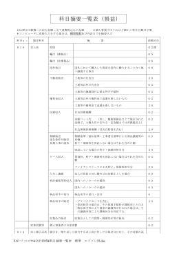 科目摘要一覧表（損益）