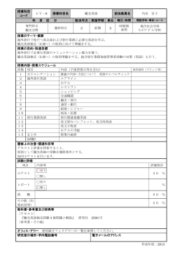 授業科目 コード CT－8 授業科目名 観光英語 担当教員名 内田 宮子 科