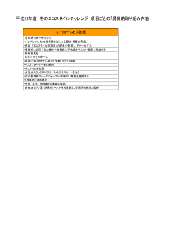 暖房に頼りすぎず暖かく働きやすい服装（ウォームビズ）の奨励