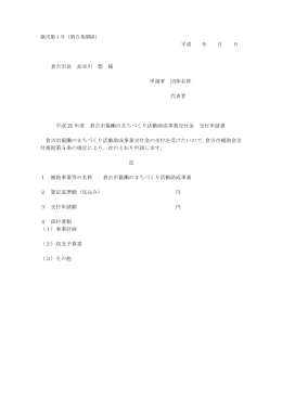 平成 年 月 日 倉吉市長 長谷川 稔 様 申請者 団体名称 代表者 平成 21