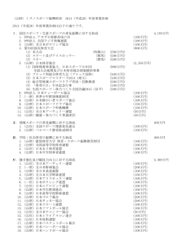 （公財）ミズノスポーツ振興財団 2014（平成26）年度事業計画 2014（平成